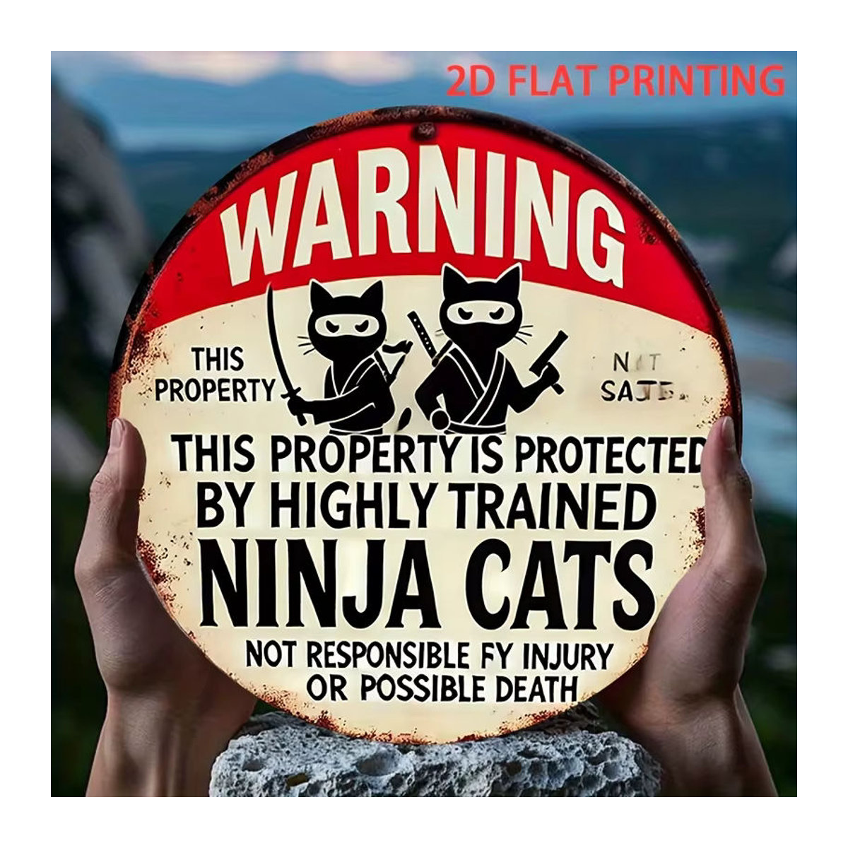 Potdemiel Ninja Cats Protect Property Wanddekoration aus Metall, rund, mehrfarbig, Durchmesser: 20,3 cm - Bild 4