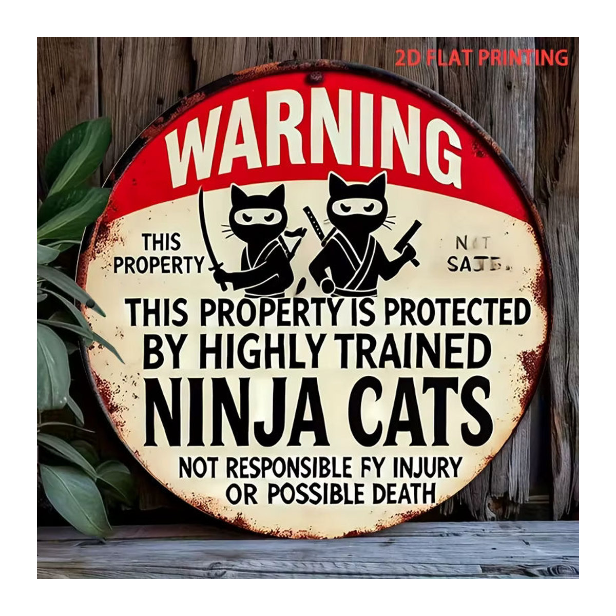 Potdemiel Ninja Cats Protect Property Wanddekoration aus Metall, rund, mehrfarbig, Durchmesser: 20,3 cm - Bild 5