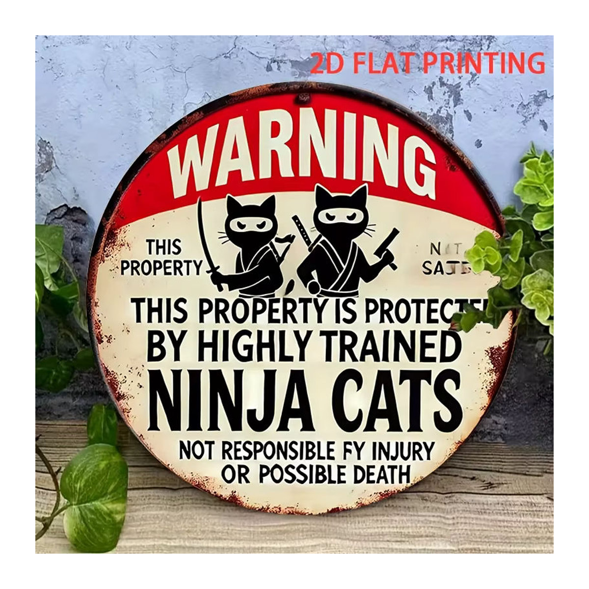 Potdemiel Ninja Cats Protect Property Wanddekoration aus Metall, rund, mehrfarbig, Durchmesser: 20,3 cm - Bild 6