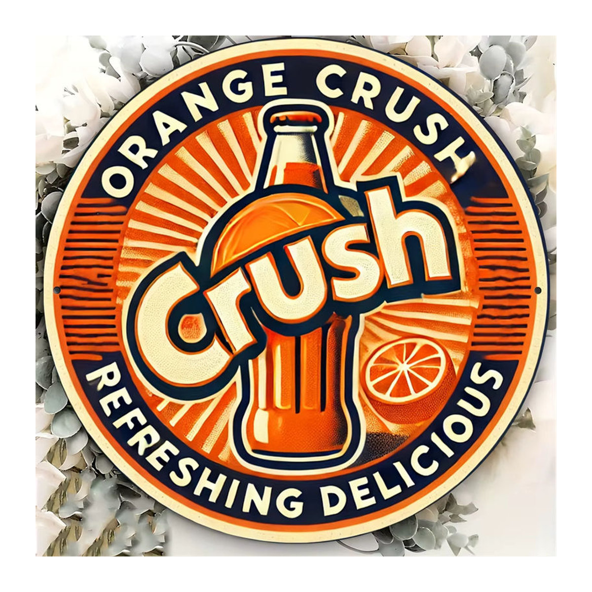 Potdemiel Orange Crush 2D-Metallschild rund, Vintage-Soda-Design in Orange, Durchmesser: 20,3 cm - Bild 3