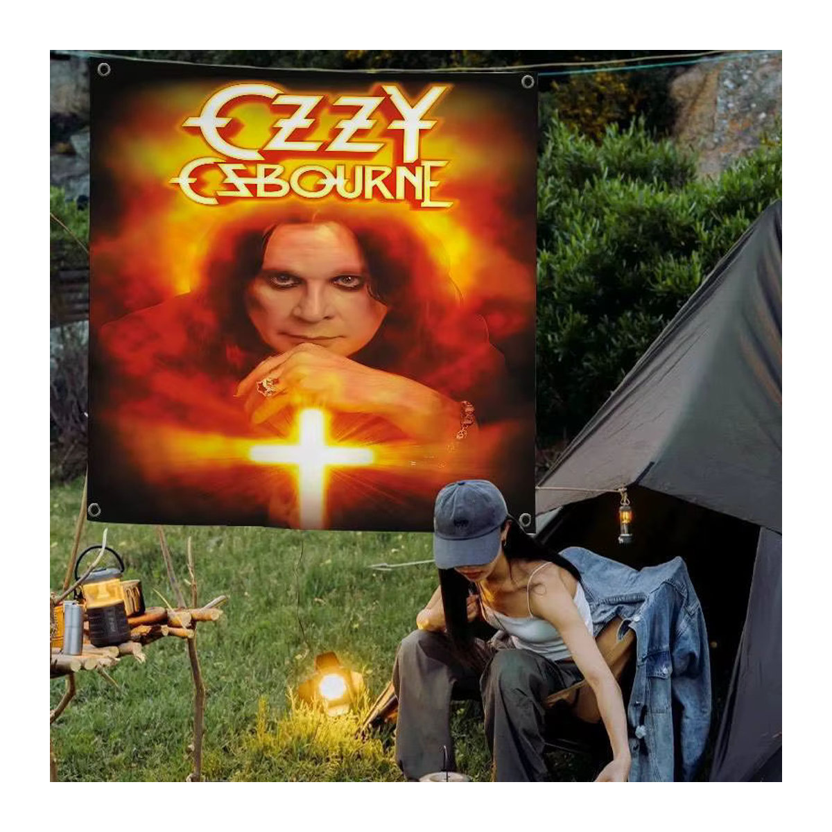 Potdemiel Party Banner Ozzy Osbourne Rock Singer Dekoration mehrfarbig - Bild 2