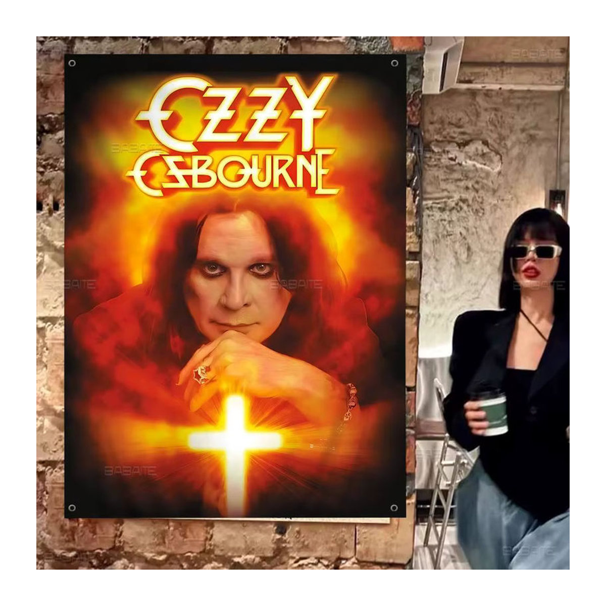Potdemiel Party Banner Ozzy Osbourne Rock Singer Dekoration mehrfarbig - Bild 4