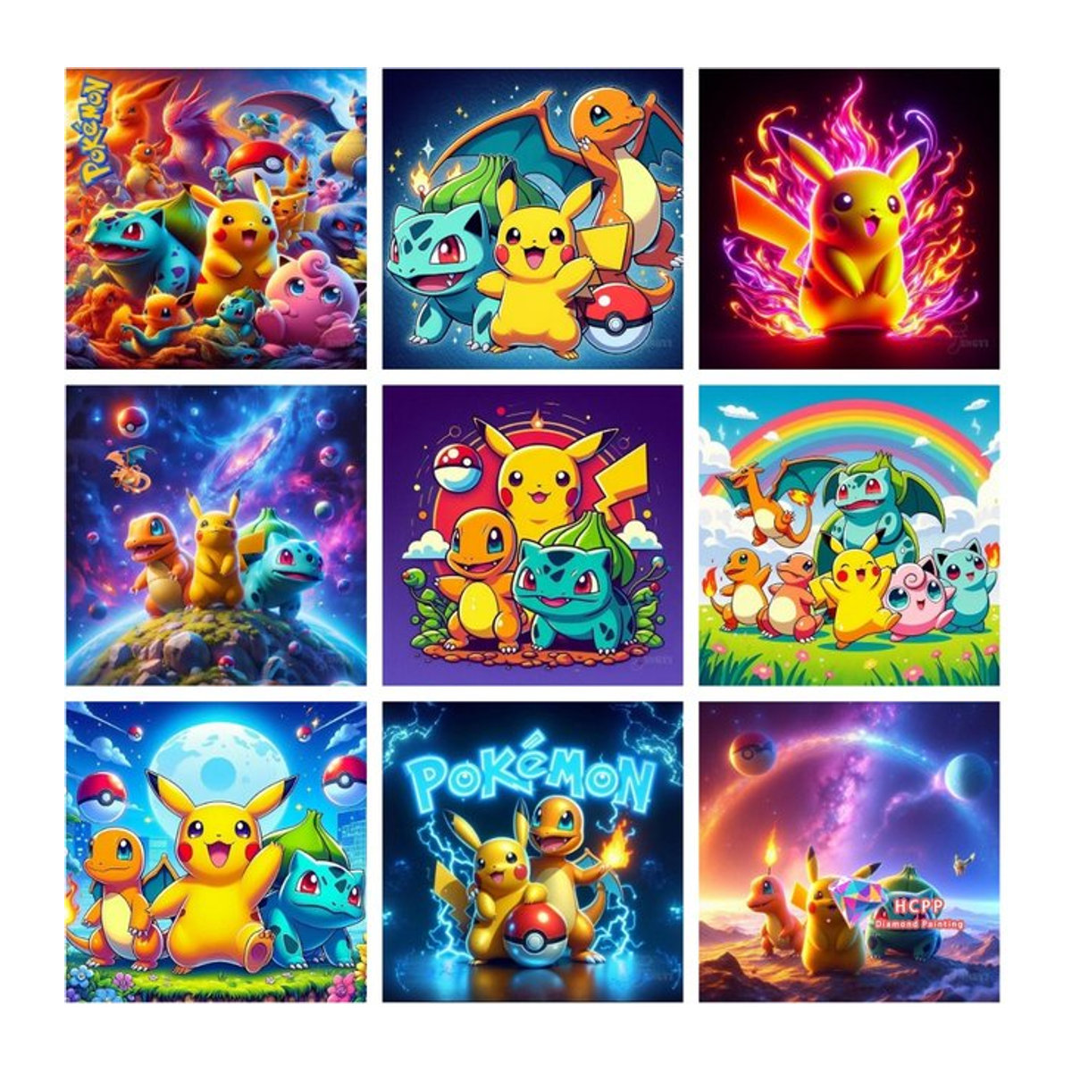 Potdemiel Pikachu Anime Pokemon 5D DIY Diamond Painting Set rund, mehrfarbig - Bild 1