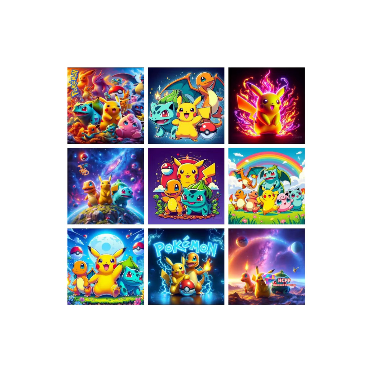 Potdemiel Pikachu Anime Pokemon 5D DIY Diamond Painting Set rund, mehrfarbig - Bild 3
