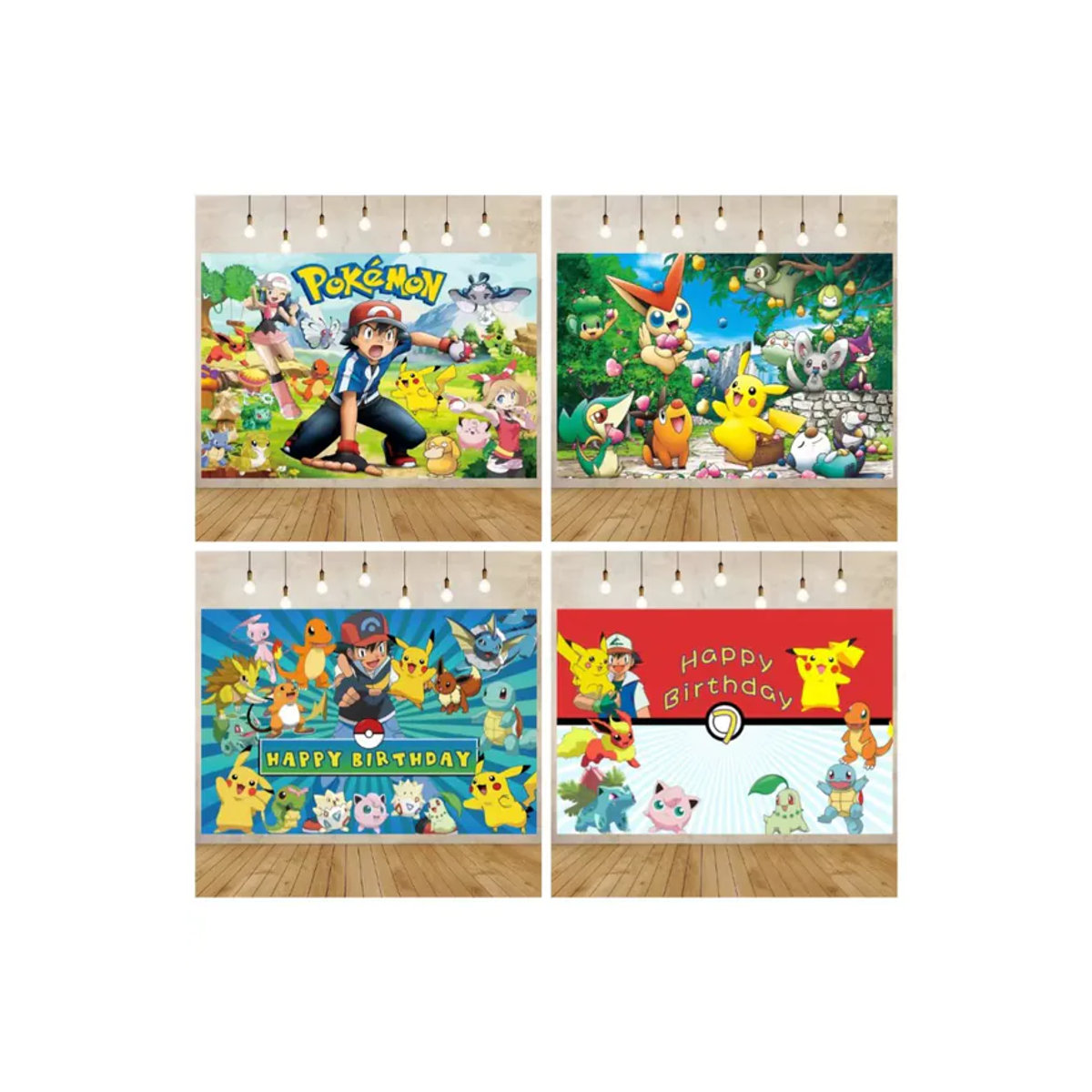 Potdemiel Pikachu Fotokulisse für Kindergeburtstage und Babypartys, mehrfarbig, rechteckig, hängend - Bild 3