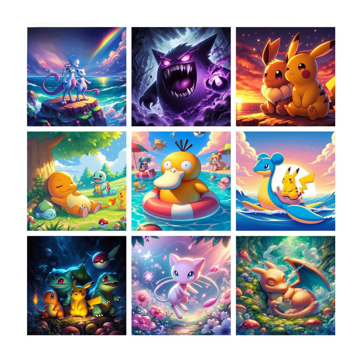 Potdemiel Pokemon 5D DIY Diamantmalerei Set mit runden Steinen in Mehrfarbig für Kinder als Wanddekoration - Bild 4