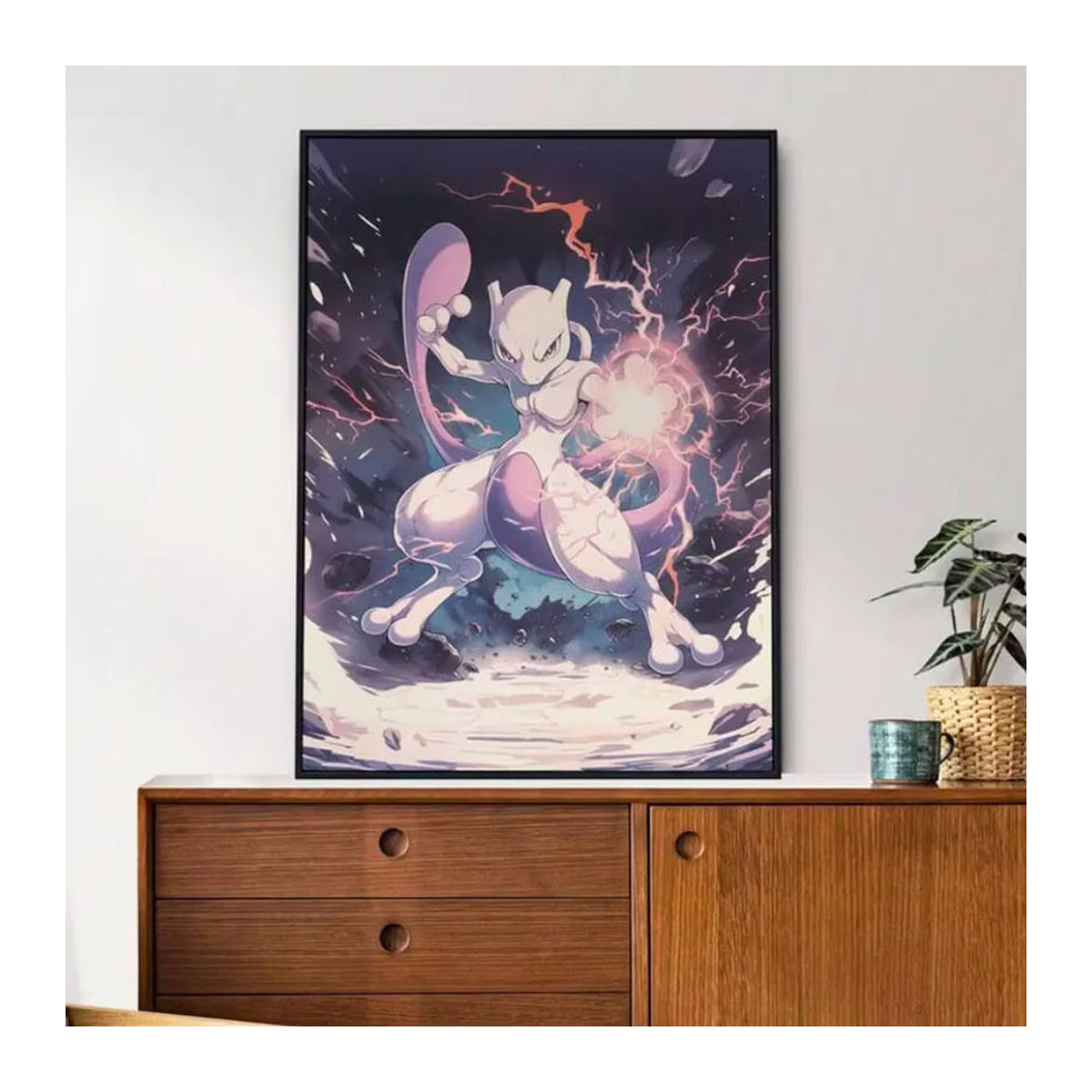 Potdemiel Pokemon Leinwand Wandkunstdruck mit Raichu, Mewtwo, Flareon und Jolteon, mehrfarbig, ungerahmt - Bild 3
