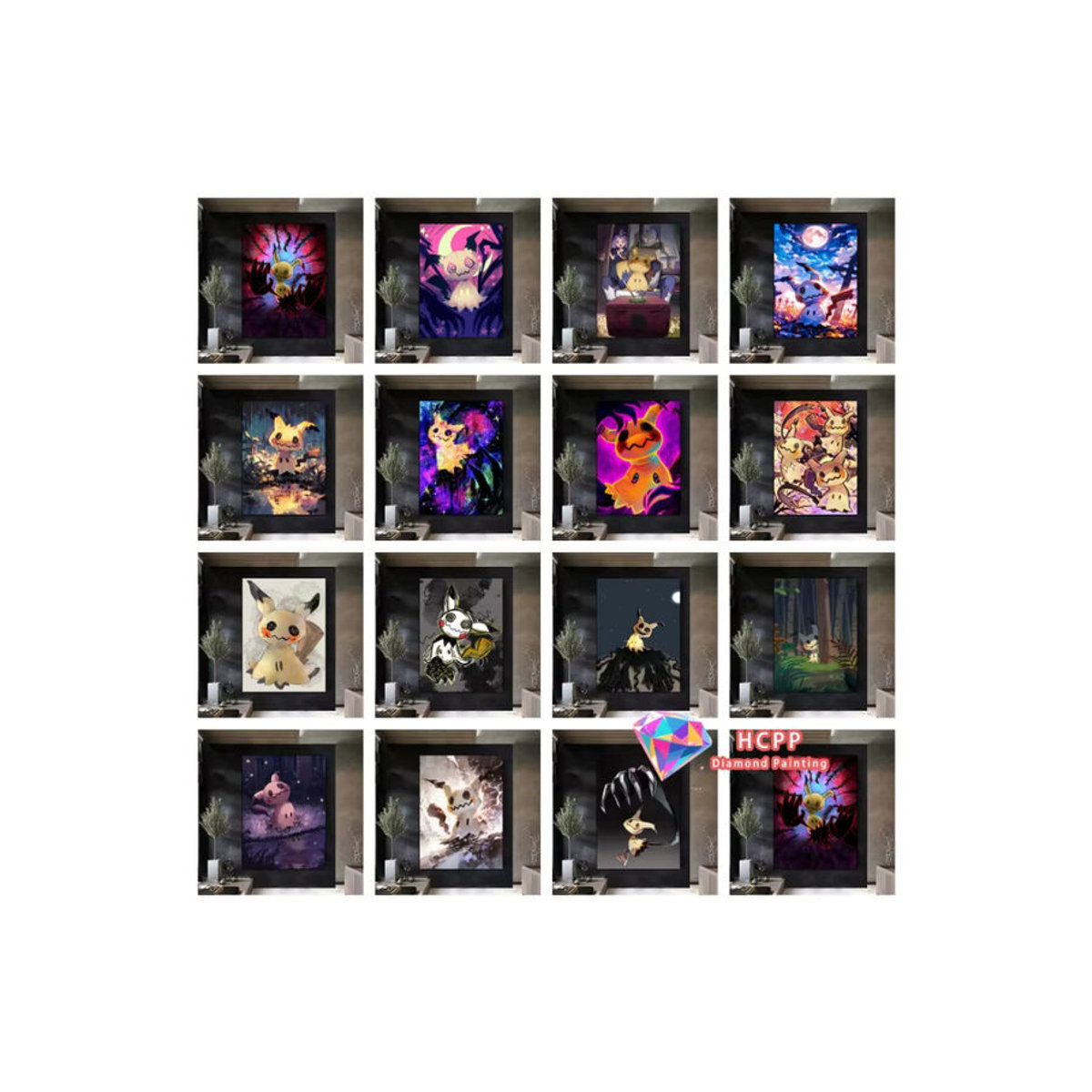 Potdemiel Pokemon Mimikyu Diamond Painting Set DIY 5D Kreuzstickerei in Mehrfarbig, quadratisch und rund, Rahmenlos zur Wandmontage - Bild 3