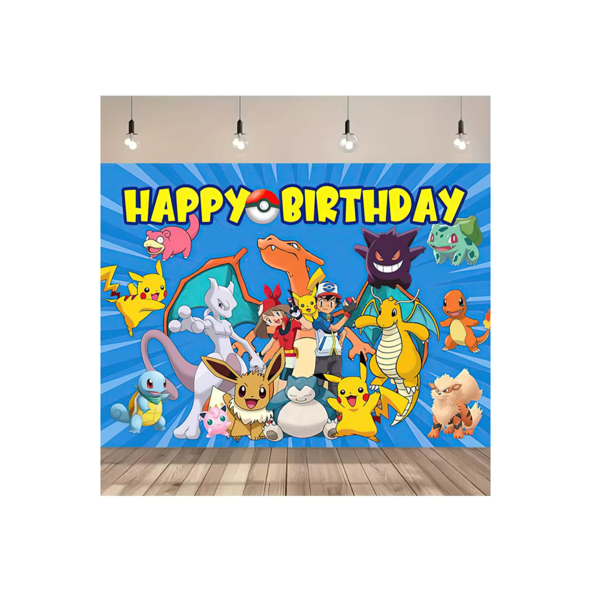 Potdemiel Pokemon Pikachu Party-Hintergrund für Kinder, mehrfarbiger Fotostudio-Banner zur Dekoration für Geburtstage und Babypartys - Bild 2