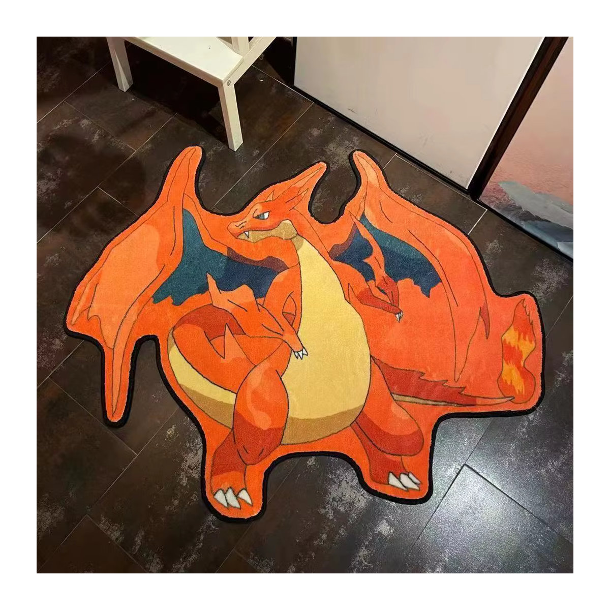 Potdemiel Pokemon Plüschteppich in Orange mit 3D-Design, rutschfeste und saugfähige Bodenmatte für Wohnzimmer und Badezimmer - Bild 2