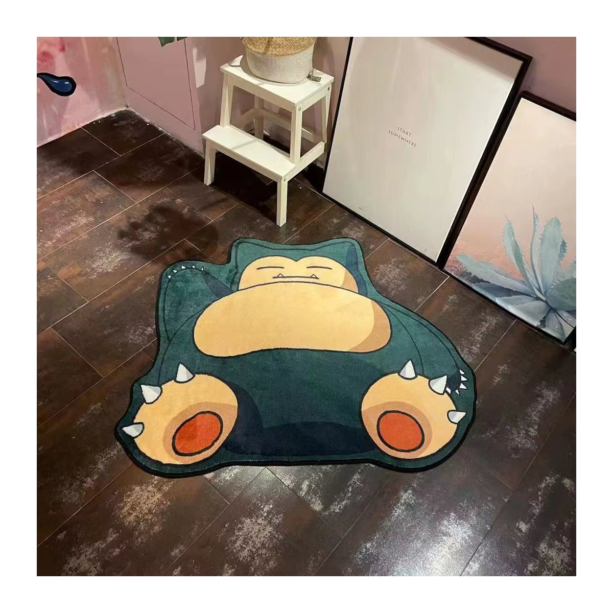 Potdemiel Pokemon Plüschteppich in Orange mit 3D-Design, rutschfeste und saugfähige Bodenmatte für Wohnzimmer und Badezimmer - Bild 3