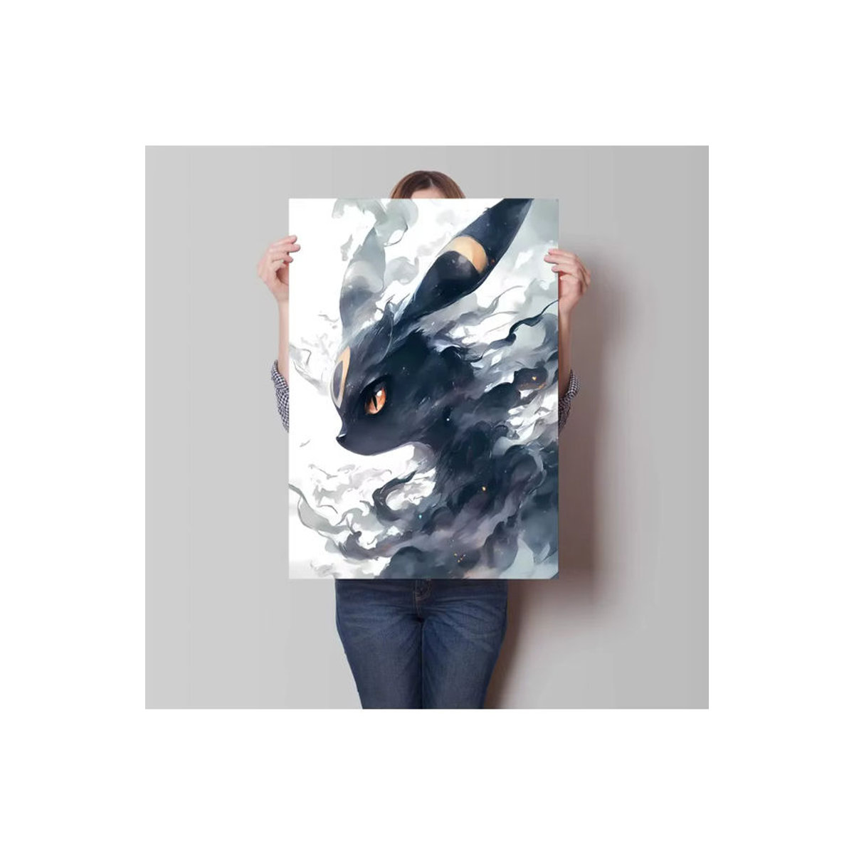 Potdemiel Pokemon Umbreon Leinwandgemälde Schwarz Hochformat Rahmenlos - Bild 2