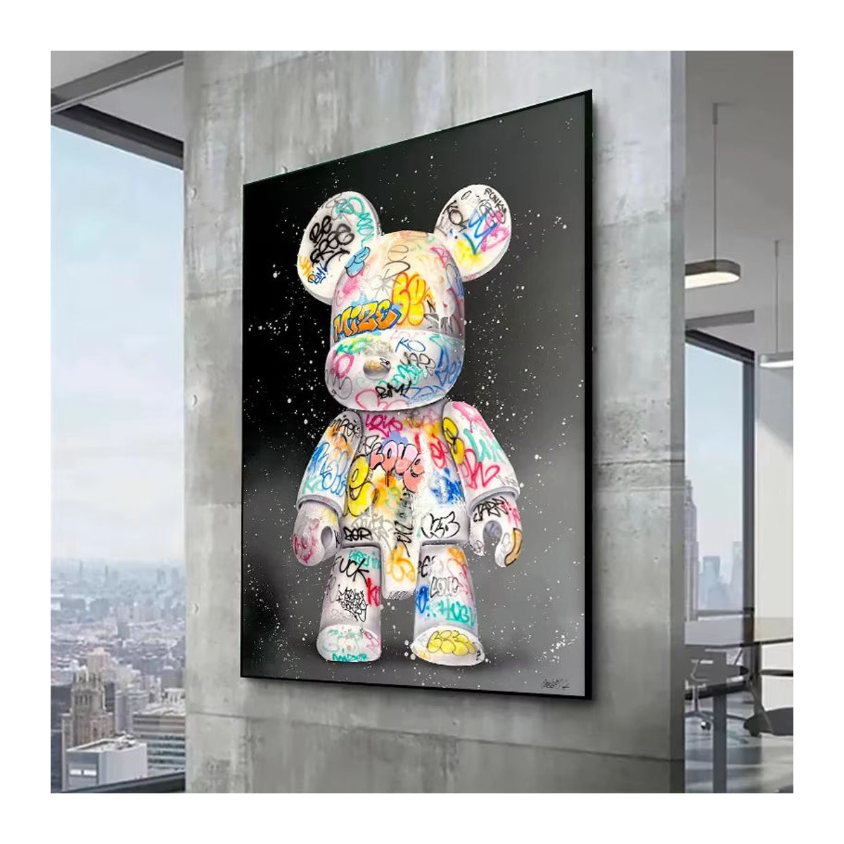 Potdemiel Pop Art Leinwandbild mit niedlichem Bär im Graffiti-Stil, mehrfarbiges Wandkunst-Poster für deine Raumdekoration - Bild 2