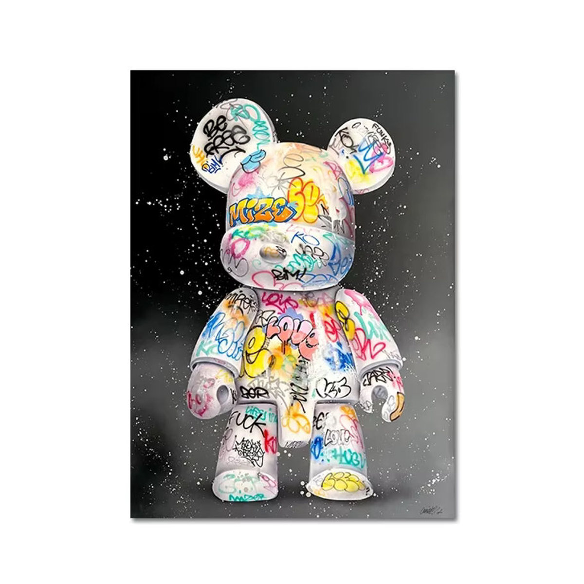 Potdemiel Pop Art Leinwandbild mit niedlichem Bär im Graffiti-Stil, mehrfarbiges Wandkunst-Poster für deine Raumdekoration - Bild 3