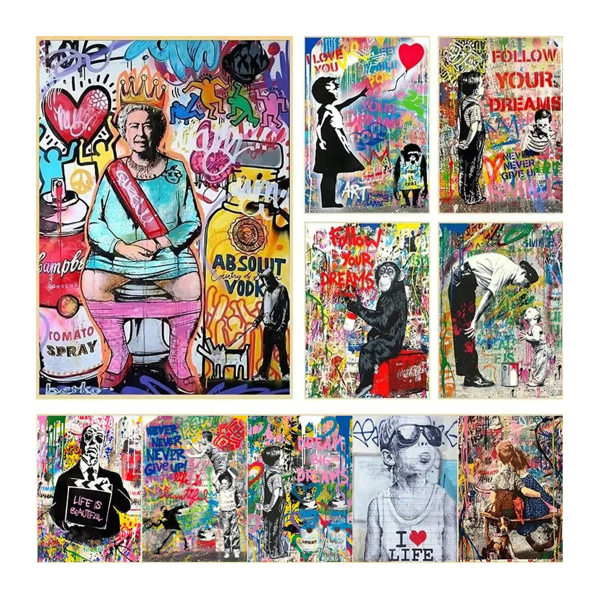 Potdemiel Pop Art Poster Graffiti Street Wall Art mit abstrakten Porträts als mehrfarbiger Papierdruck für deine Wanddekoration - Bild 2