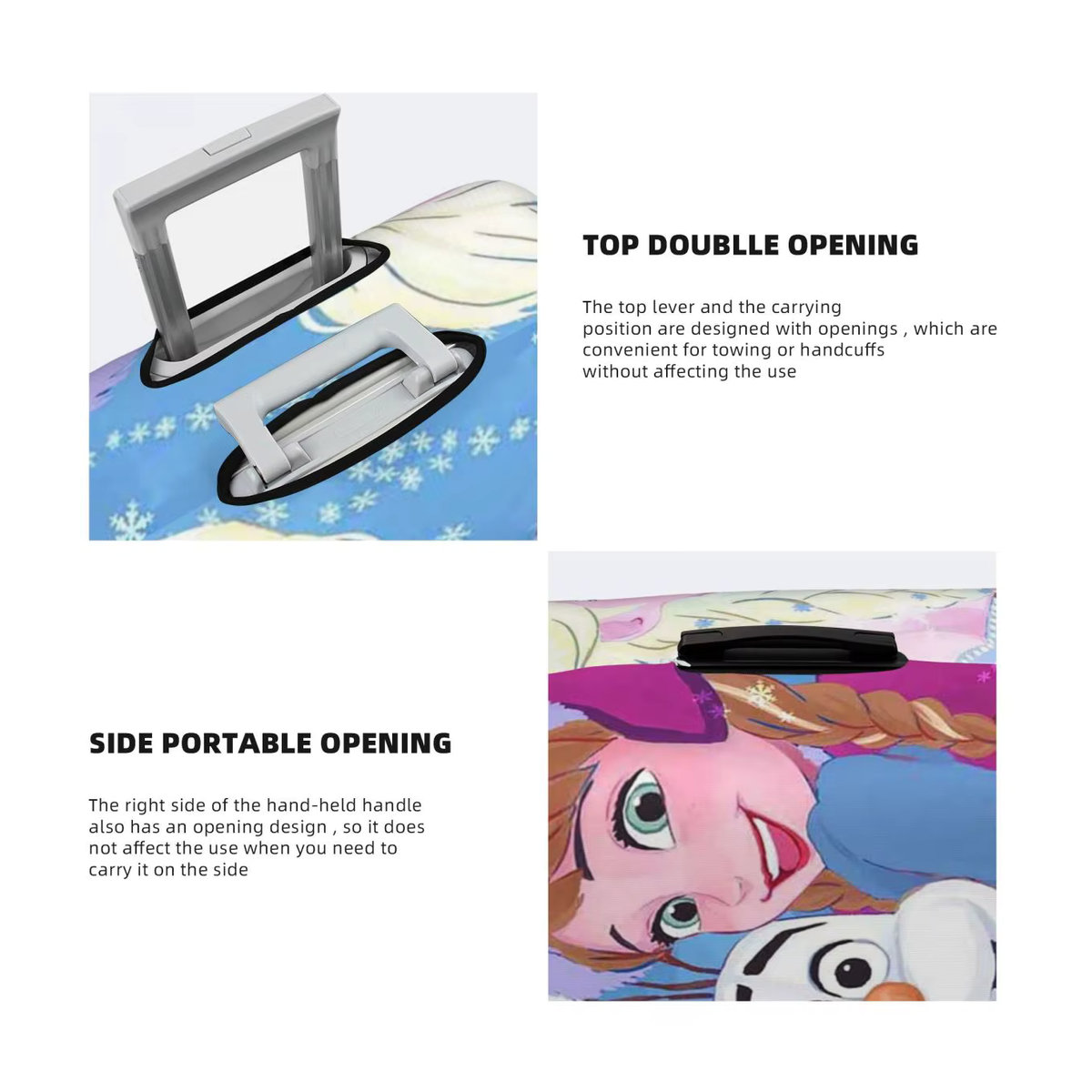 Potdemiel Reisekoffer-Überzug mit Frozen Cartoon-Design, staubdichter Kofferschutz in Bunt, passend für 18-32 Zoll Koffer - Bild 3
