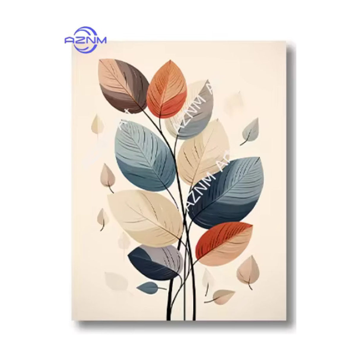 Potdemiel Retro Leinwandbild mit Blättern und Vase in abstrakter Floral-Optik, mehrfarbig, Wandkunst für dein Wohnzimmer - Bild 3