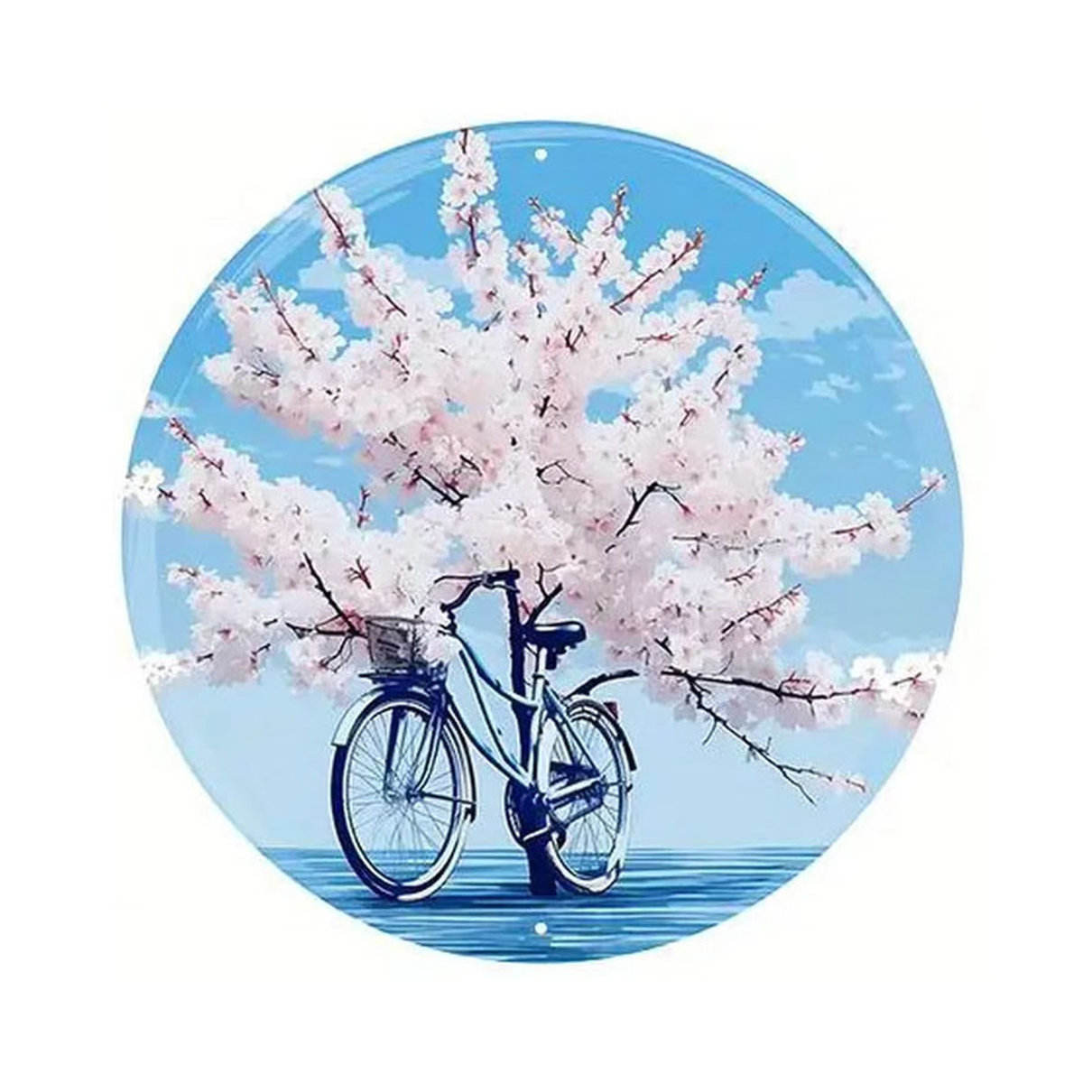 Potdemiel Retro Metallschild Rund mit Fahrrad und Blumen Design in Mehrfarbig - Bild 2