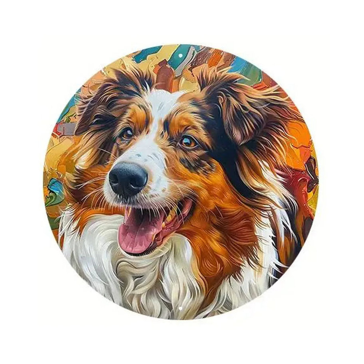 Potdemiel Retro Rundes Metallschild mit Lustigem Hund Motiv in Mehrfarbig für Wanddekoration - Bild 3