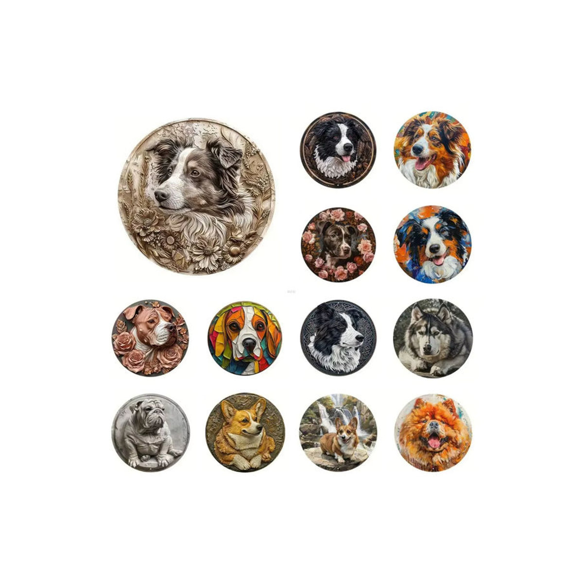 Potdemiel Retro Rundes Metallschild mit Lustigem Hund Motiv in Mehrfarbig für Wanddekoration - Bild 4