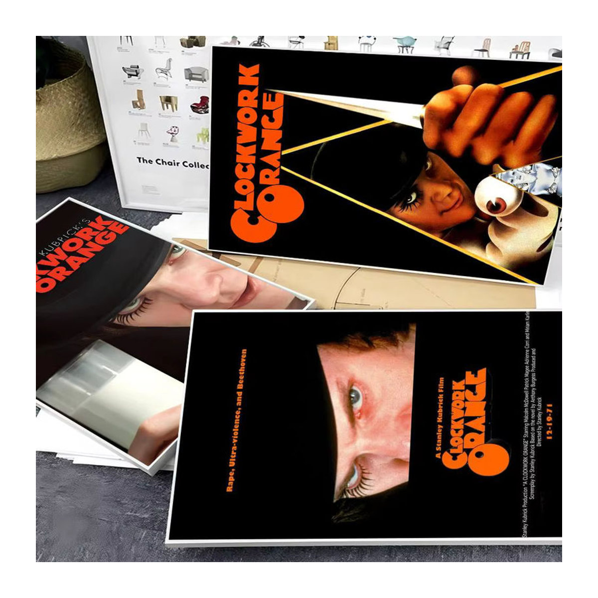 Potdemiel Retro Wandaufkleber Uhrwerk Design in Orange und Mehrfarbig als Vintage Kraftpapier Poster für dein Zimmer oder Café - Bild 2