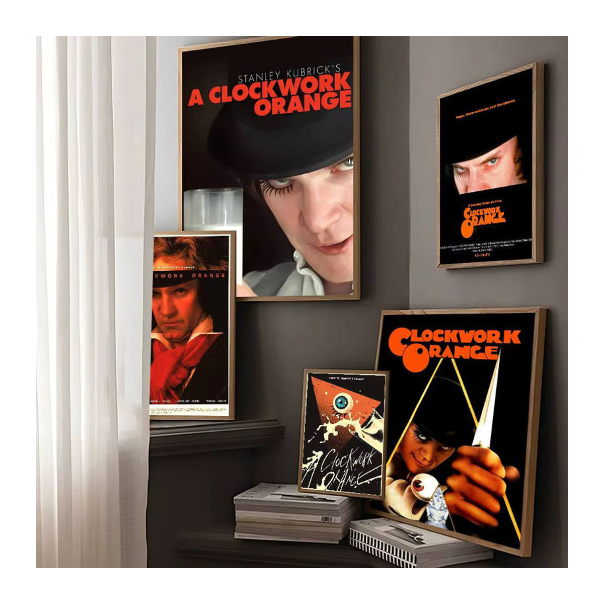 Potdemiel Retro Wandaufkleber Uhrwerk Design in Orange und Mehrfarbig als Vintage Kraftpapier Poster für dein Zimmer oder Café - Bild 5