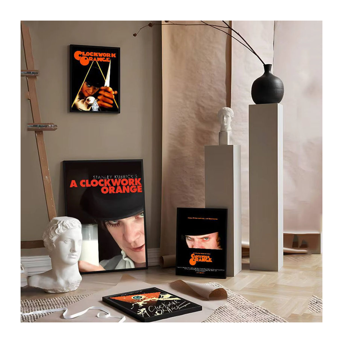 Potdemiel Retro Wandaufkleber Uhrwerk Design in Orange und Mehrfarbig als Vintage Kraftpapier Poster für dein Zimmer oder Café - Bild 6