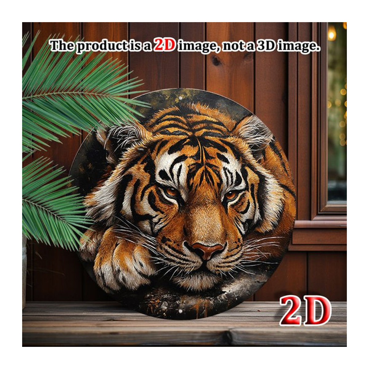 Potdemiel Runde Aluminium-Wandkunst mit Polar-Tiger-Muster, Mehrfarbig, Durchmesser: 20,32 cm - Bild 1