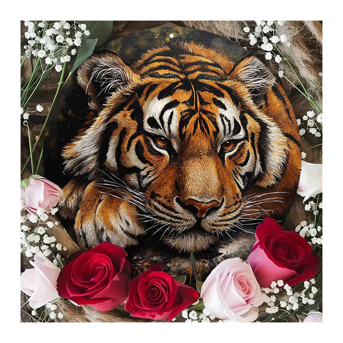 Potdemiel Runde Aluminium-Wandkunst mit Polar-Tiger-Muster, Mehrfarbig, Durchmesser: 20,32 cm - Bild 3