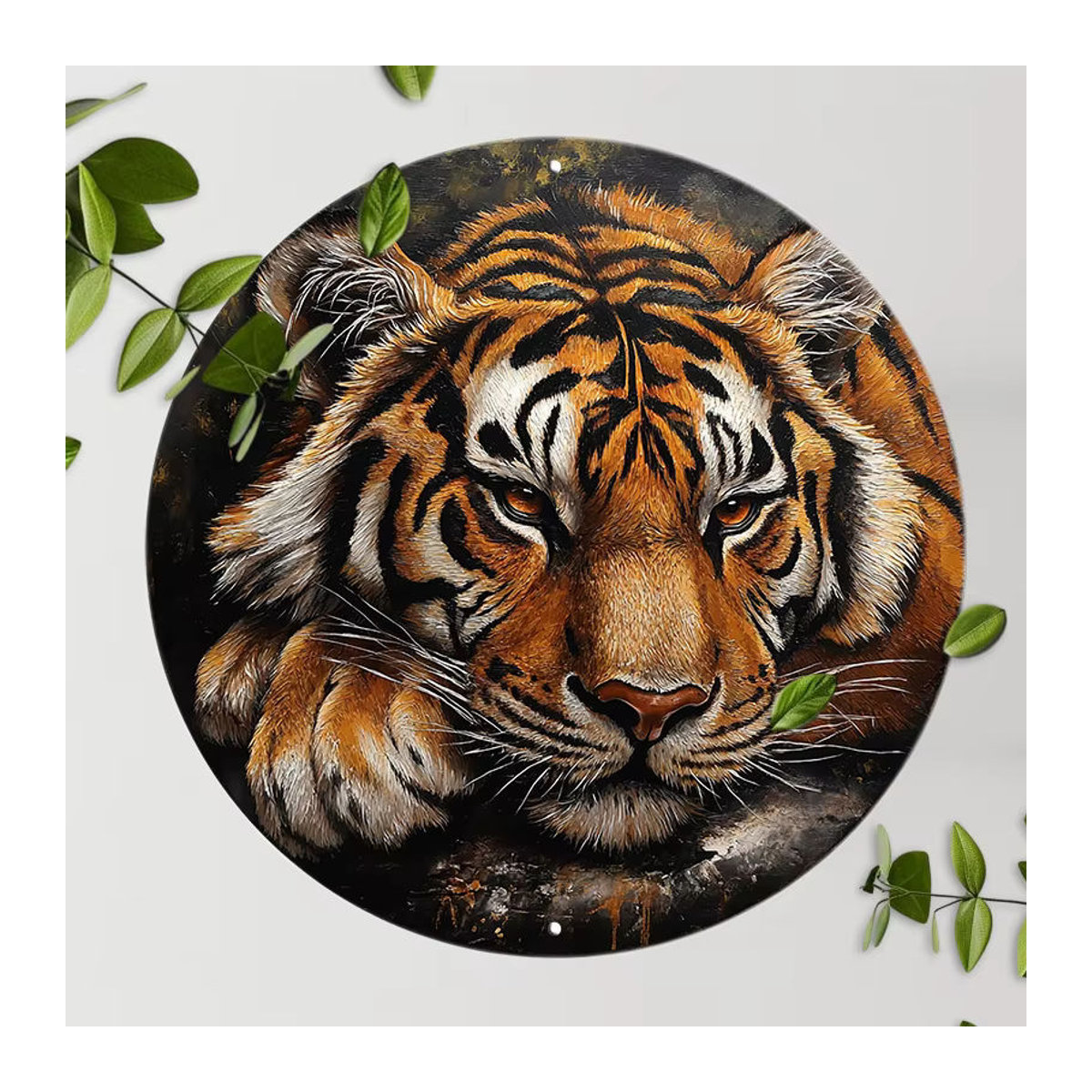 Potdemiel Runde Aluminium-Wandkunst mit Polar-Tiger-Muster, Mehrfarbig, Durchmesser: 20,32 cm - Bild 6