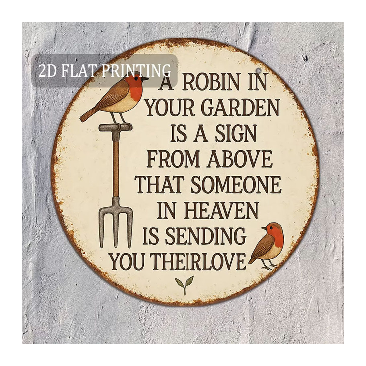Potdemiel Rundes Aluminium-Metallschild Robin in Your Garden, Weiß, Durchmesser: 20,32 cm - Bild 4