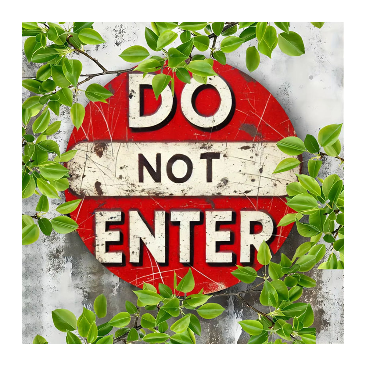 Potdemiel Rundes Aluminiumschild Do Not Enter in Rot und Weiß mit rustikalem Distressed-Finish, Durchmesser: 20,3 cm - Bild 3