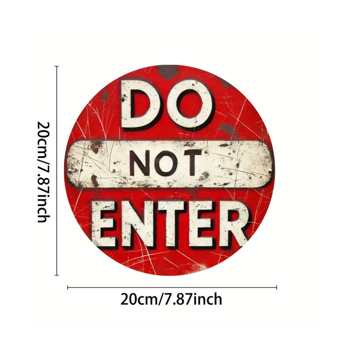 Potdemiel Rundes Aluminiumschild Do Not Enter in Rot und Weiß mit rustikalem Distressed-Finish, Durchmesser: 20,3 cm - Bild 4