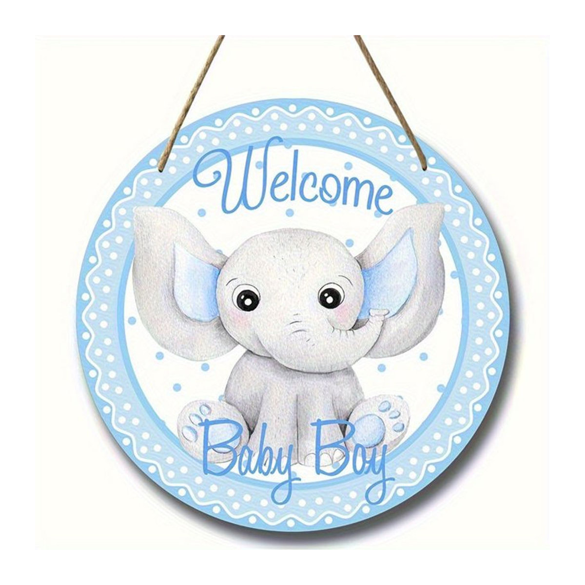 Potdemiel Rundes Holzschild mit Tier-Motiv in Blau, Hängende Dekoration für Baby und Kinder, Durchmesser: 20 cm - Bild 1