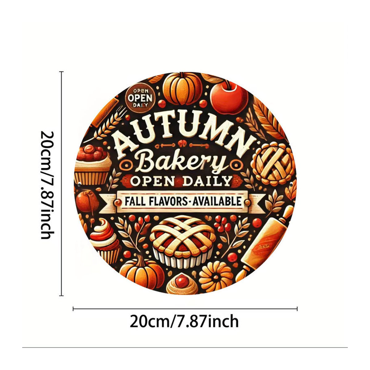 Potdemiel Rundes Metallschild Autumn Harvest Bakery in Vintage-Optik, Mehrfarbig, Durchmesser: 20,32 cm - Bild 2