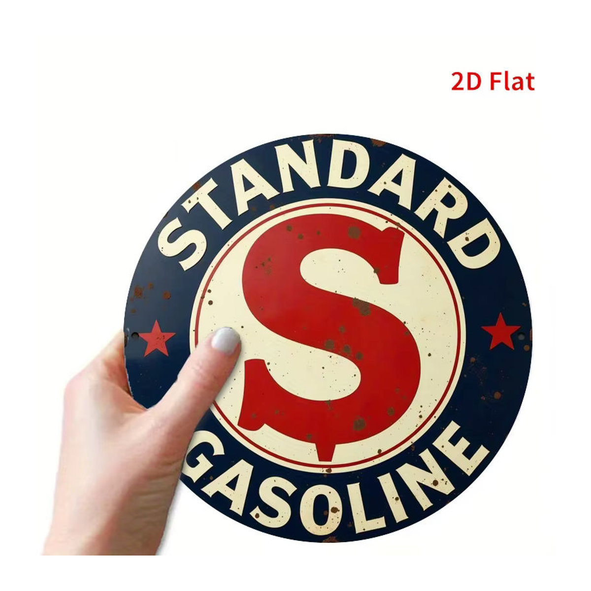 Potdemiel Rundes Metallschild im Vintage-Stil für Standardöl und Benzin, Mehrfarbig, Wanddekoration zum Aufhängen - Bild 4