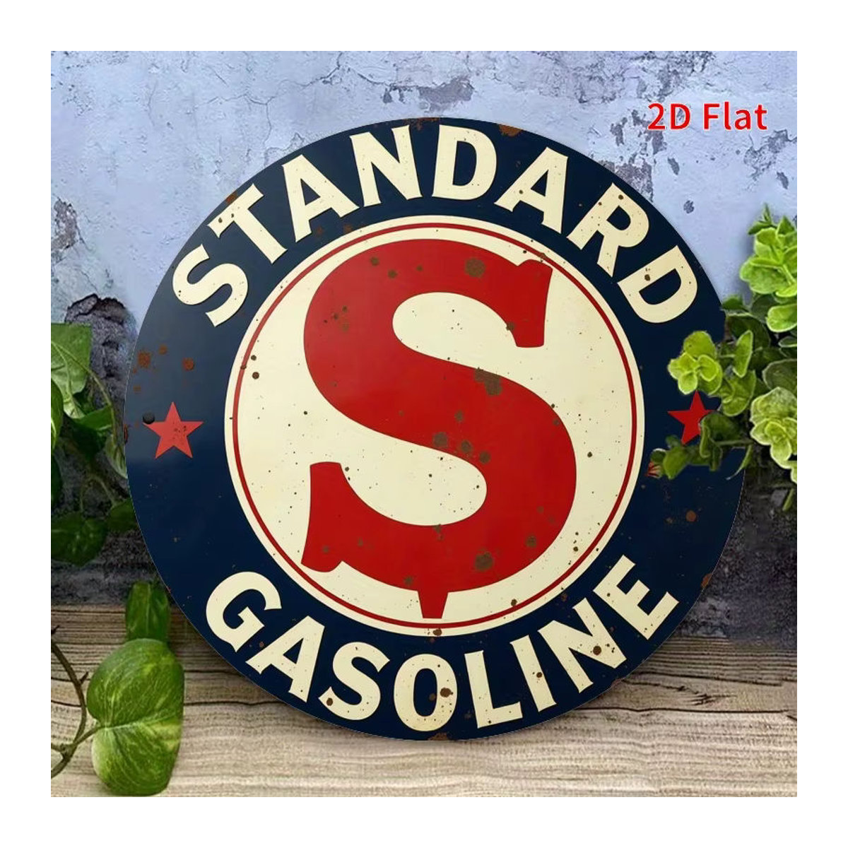 Potdemiel Rundes Metallschild im Vintage-Stil für Standardöl und Benzin, Mehrfarbig, Wanddekoration zum Aufhängen - Bild 6