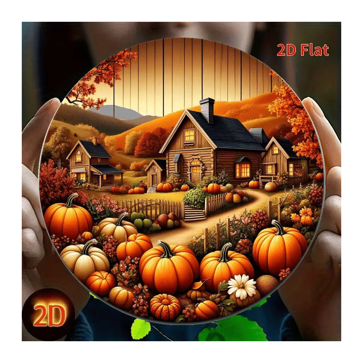 Potdemiel Rundes Metallschild Kürbiskranz Herbstdeko Mehrfarbig Durchmesser: 20,32 cm - Bild 3