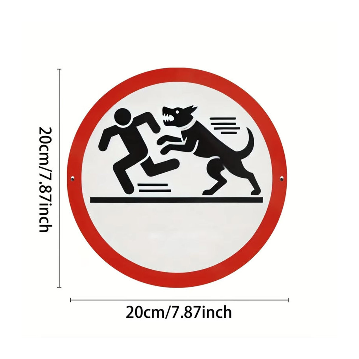 Potdemiel Rundes Warnschild für Hundeangriff in Weiß als wasserdichte Wanddekoration - Bild 4