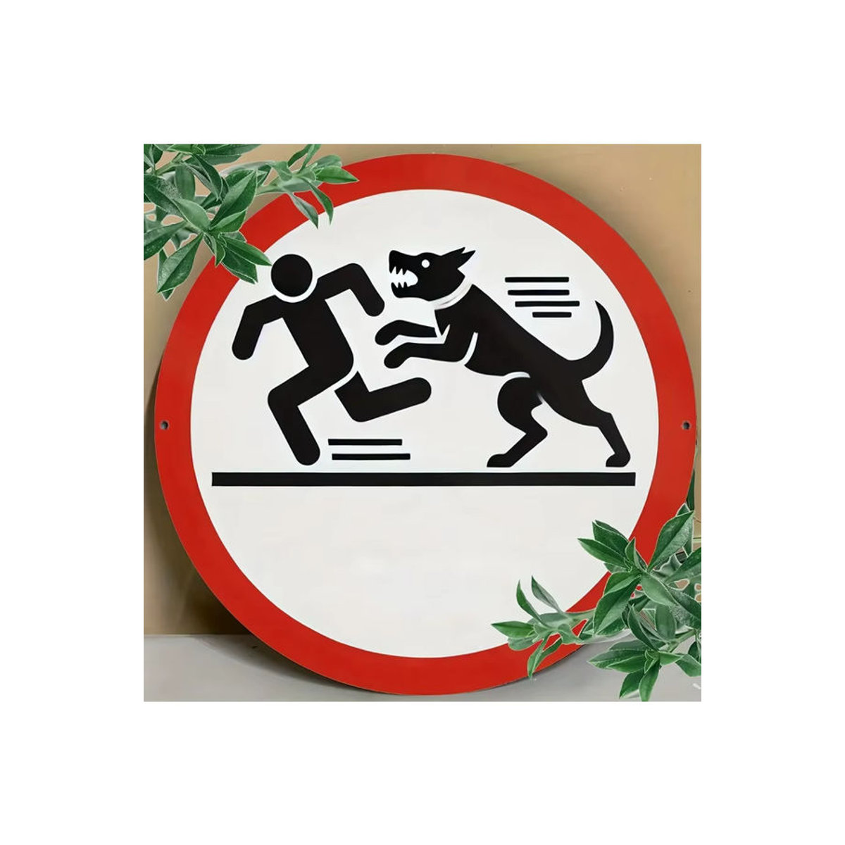 Potdemiel Rundes Warnschild für Hundeangriff in Weiß als wasserdichte Wanddekoration - Bild 7