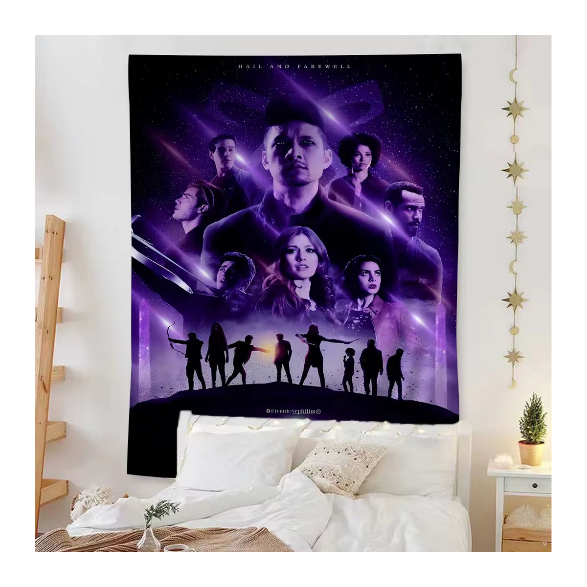 Potdemiel Shadow Hunters Anime Wandteppich im Tarot-Stil, lila, Textil, B/H: 50 x 90 cm - Bild 2