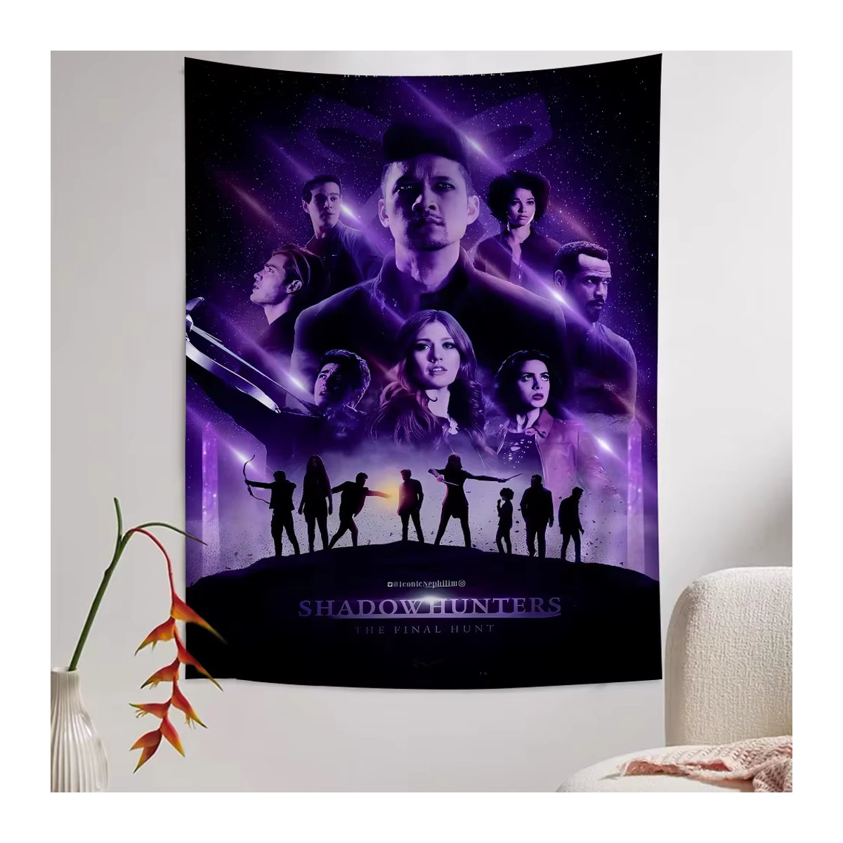 Potdemiel Shadow Hunters Anime Wandteppich im Tarot-Stil, lila, Textil, B/H: 50 x 90 cm - Bild 3