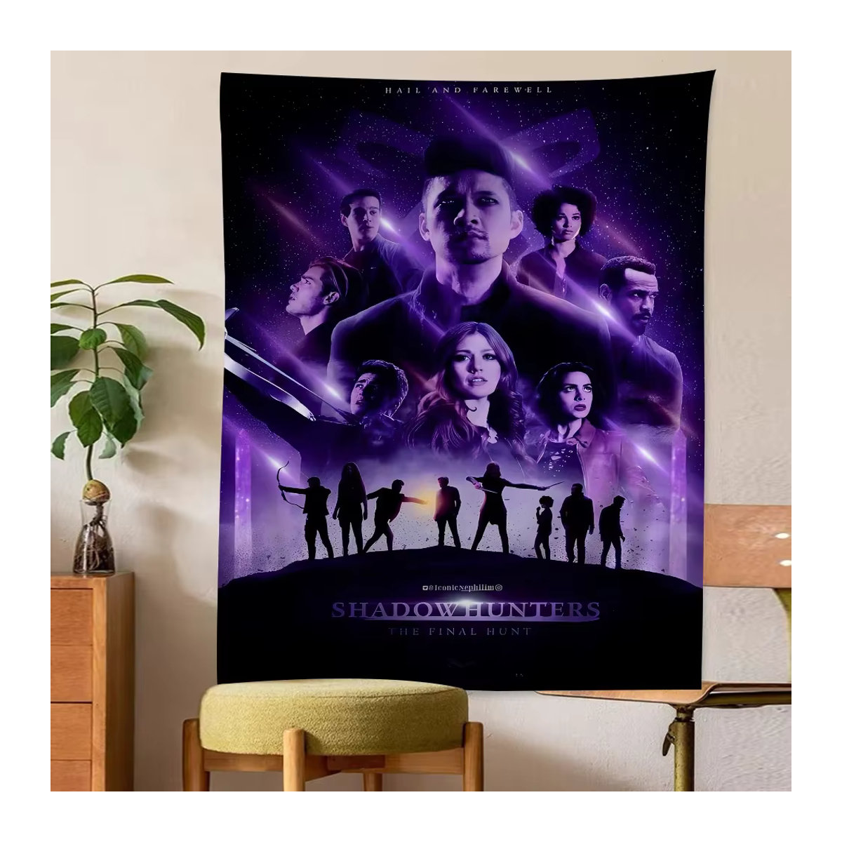 Potdemiel Shadow Hunters Anime Wandteppich im Tarot-Stil, lila, Textil, B/H: 50 x 90 cm - Bild 6