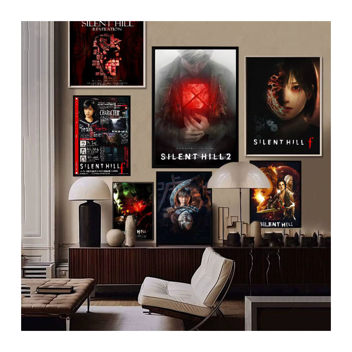 Potdemiel Silent Hill Horror Thriller Poster Vintage Wanddekoration aus Papier, mehrfarbig, Hochformat - Bild 3