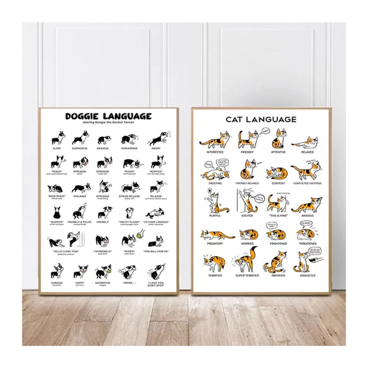 Potdemiel Skandinavisches Leinwandposter mit Tier- und Typografie-Motiven in Weiß, Hochformat - Bild 1