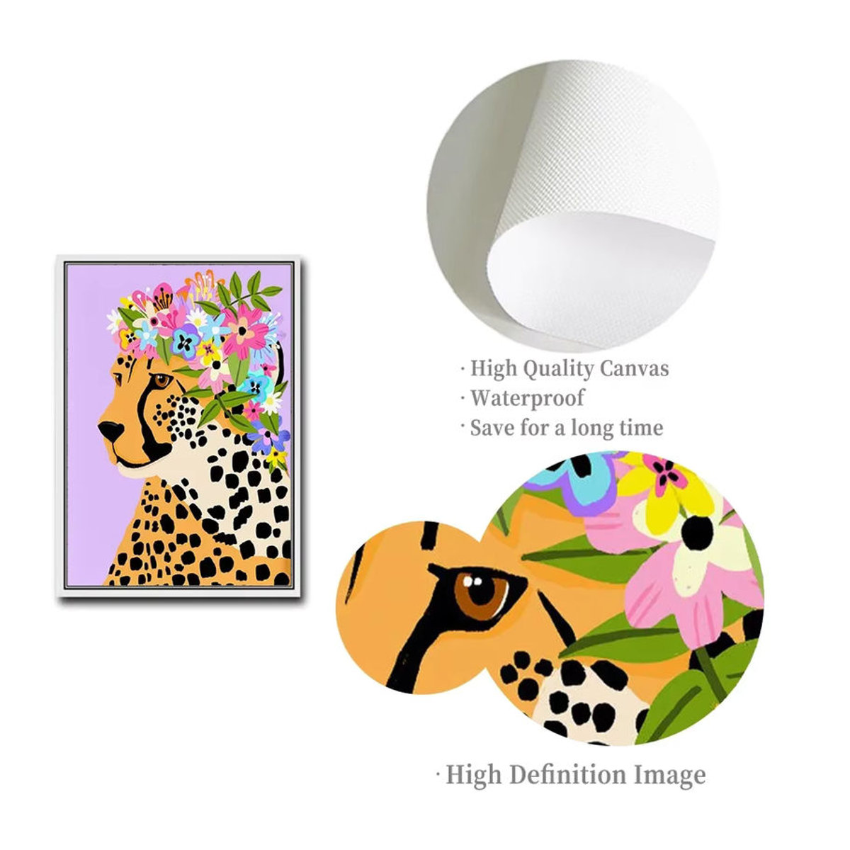 Potdemiel Skandinavisches Wandbild Abstrakt mit rosa Gepard als Kinder Dekoration auf Papier - Bild 2