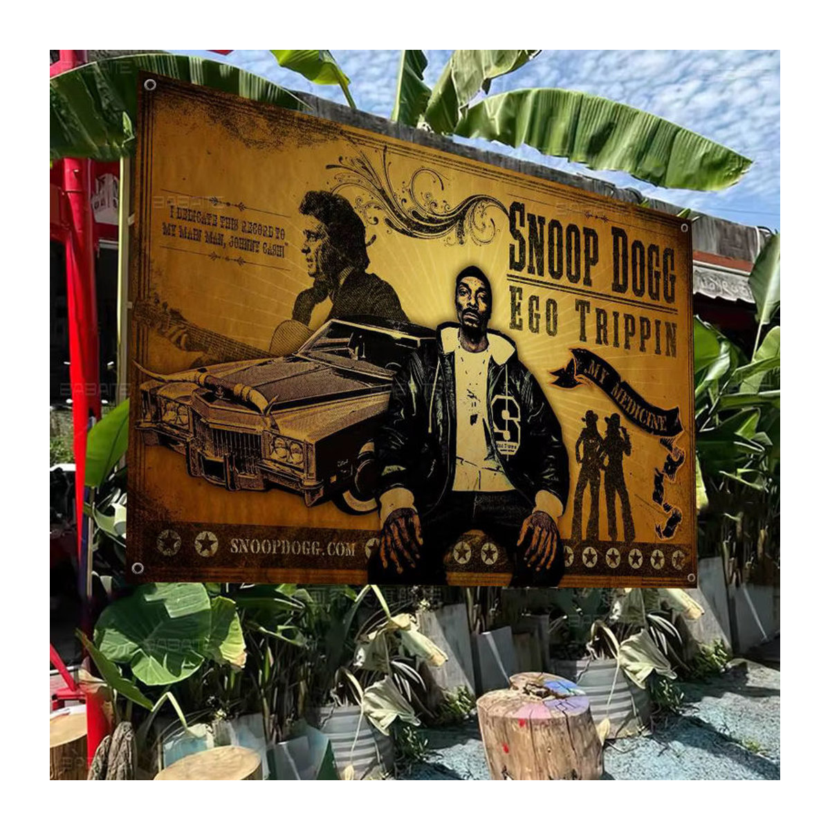 Potdemiel Snoop Dogg Party Banner Vintage Gelb Textil Dekoration - Bild 3