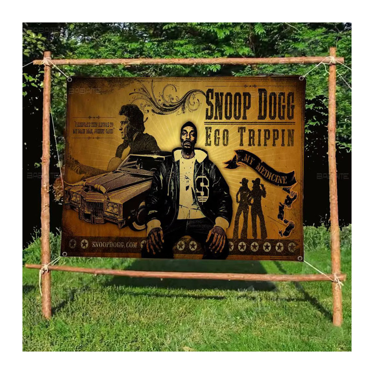 Potdemiel Snoop Dogg Party Banner Vintage Gelb Textil Dekoration - Bild 6
