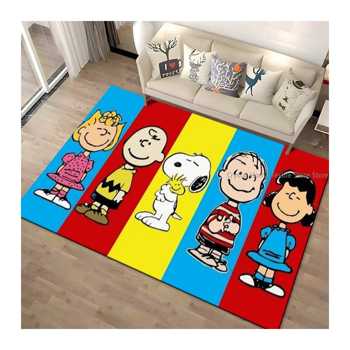Potdemiel Snoopy Teppich mit HD-Druck, mehrfarbig, ideal als Wohnzimmerteppich oder Krabbelteppich für Kinder - Bild 1