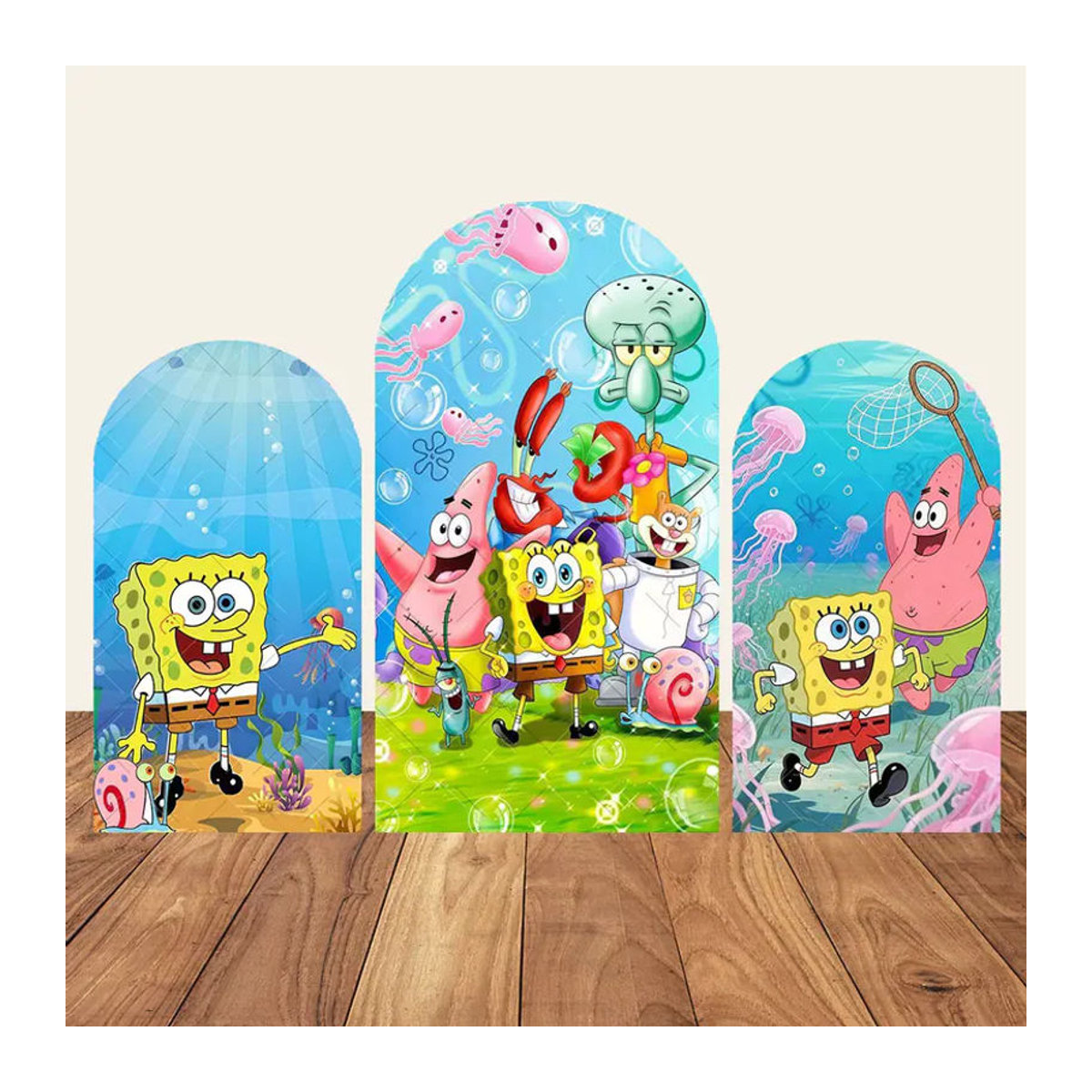 Potdemiel Spongebob Ananas-Haus Bogen-Hintergrunddecke für Kindergeburtstage und Babypartys, mehrfarbig, B/H: 120 x 50 cm - Bild 1